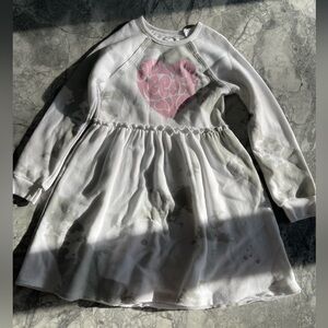 Never Worn! White and Gray Long Sleeve Warm Dress with Pink Graphic size 7-8